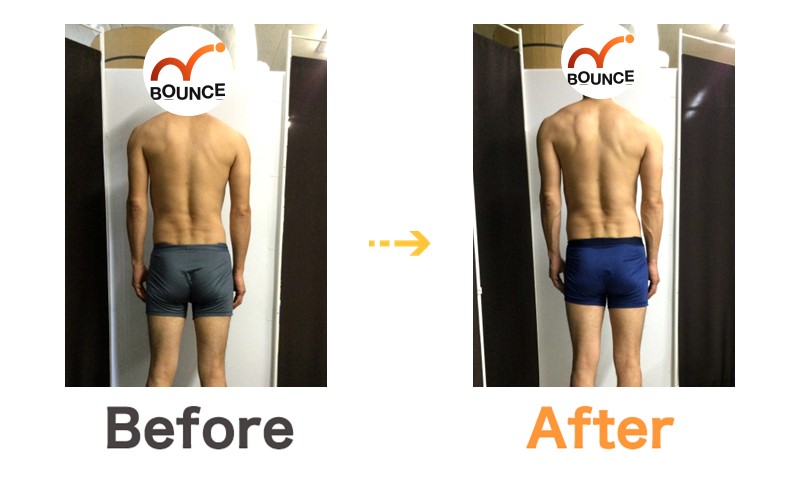 筋トレした男性のビフォーアフター画像背面